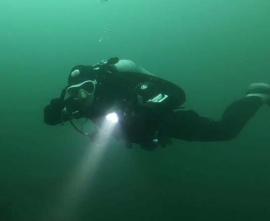 Scuba diving in Mystery Lake